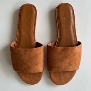 NEW CARAMEL BROWN SUEDE SLIDE FALL SANDAL SIZE 8 JCREW NWT